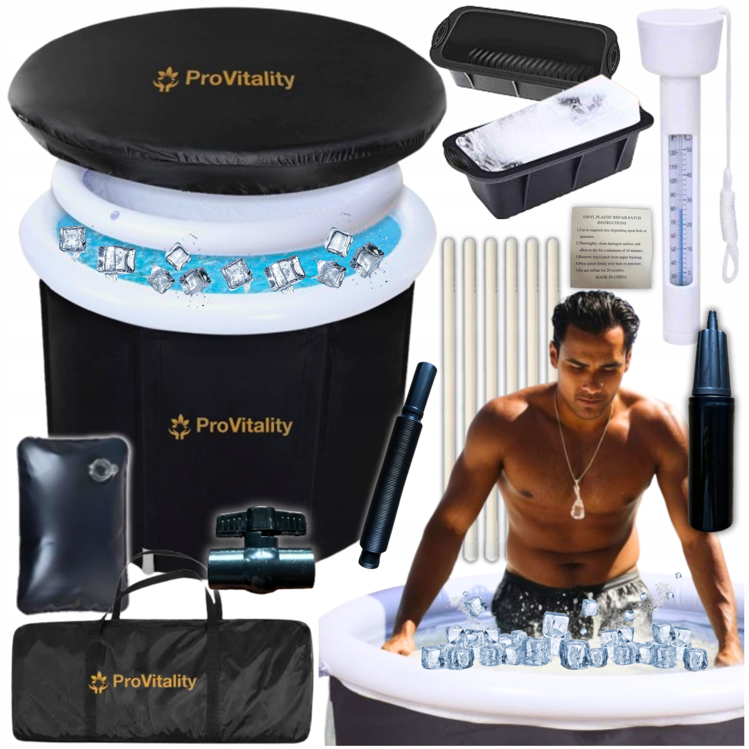 Bazén na moření XL nafukovací sud přenosný Set víko teploměr