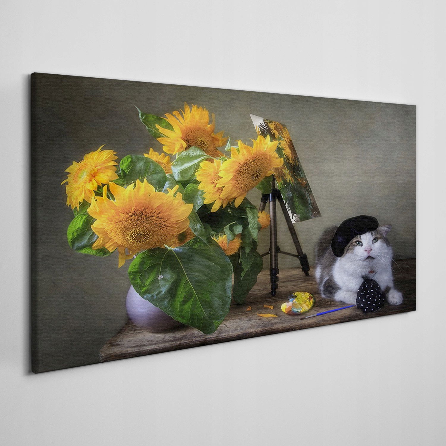 

Nowoczesny obraz na płótnie Kwiaty kot 120x60 cm