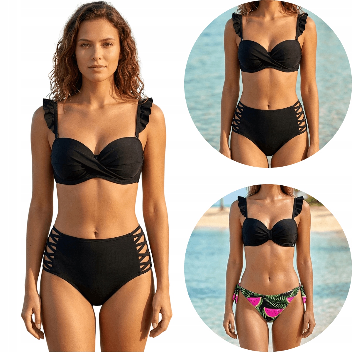 Plavky Komplet podprsenka bardotka a 2 páry kalhotek 29750 75B+M