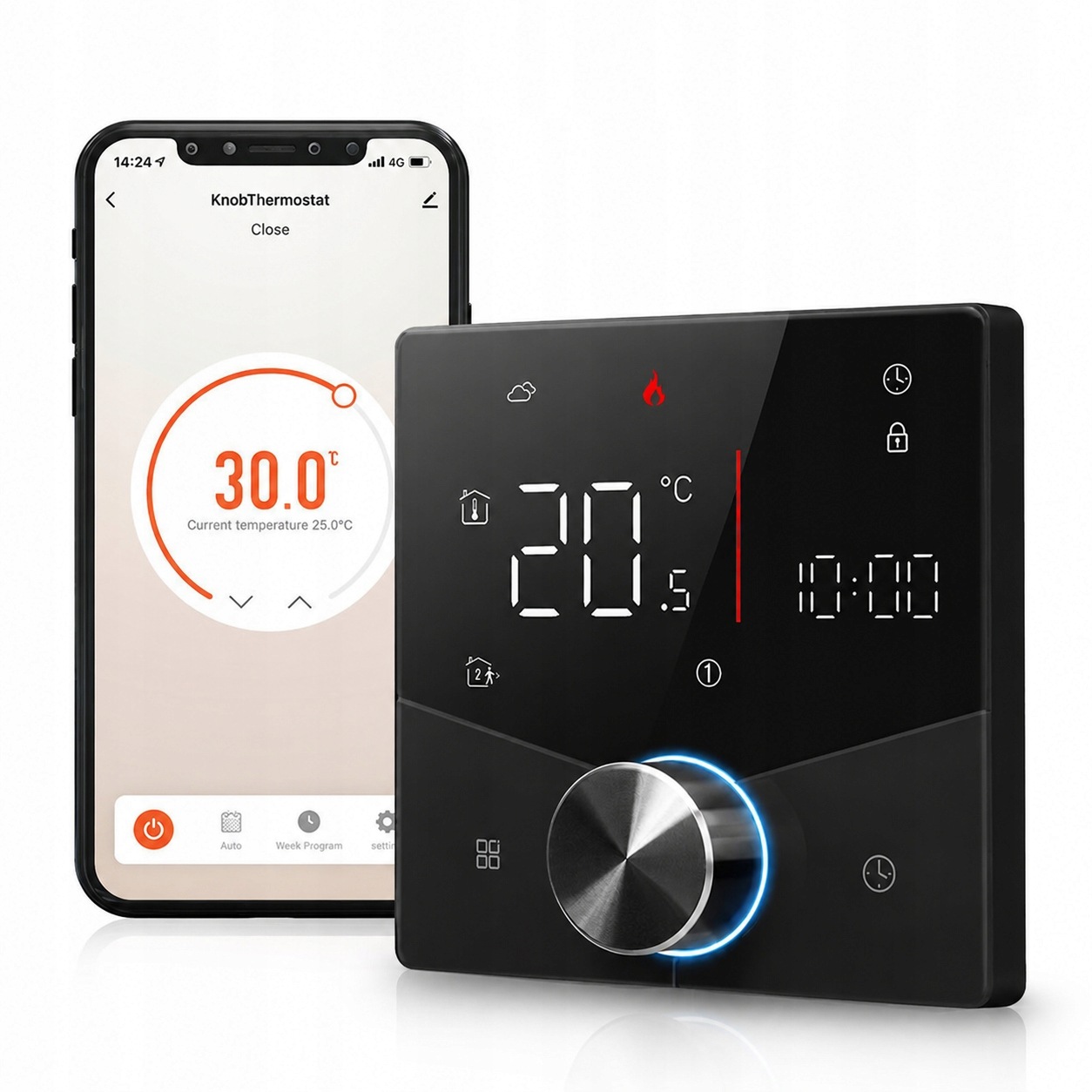 Termostat Moes WiFi 16A do elektrycznego ogrzewania podłogowego Tuya czarny