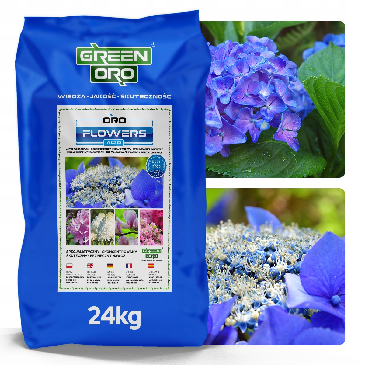 Hnojivo pre Hortenzie a Rododendrony 24kg pre všetky druhy (buketové, záhradné, popínavé)