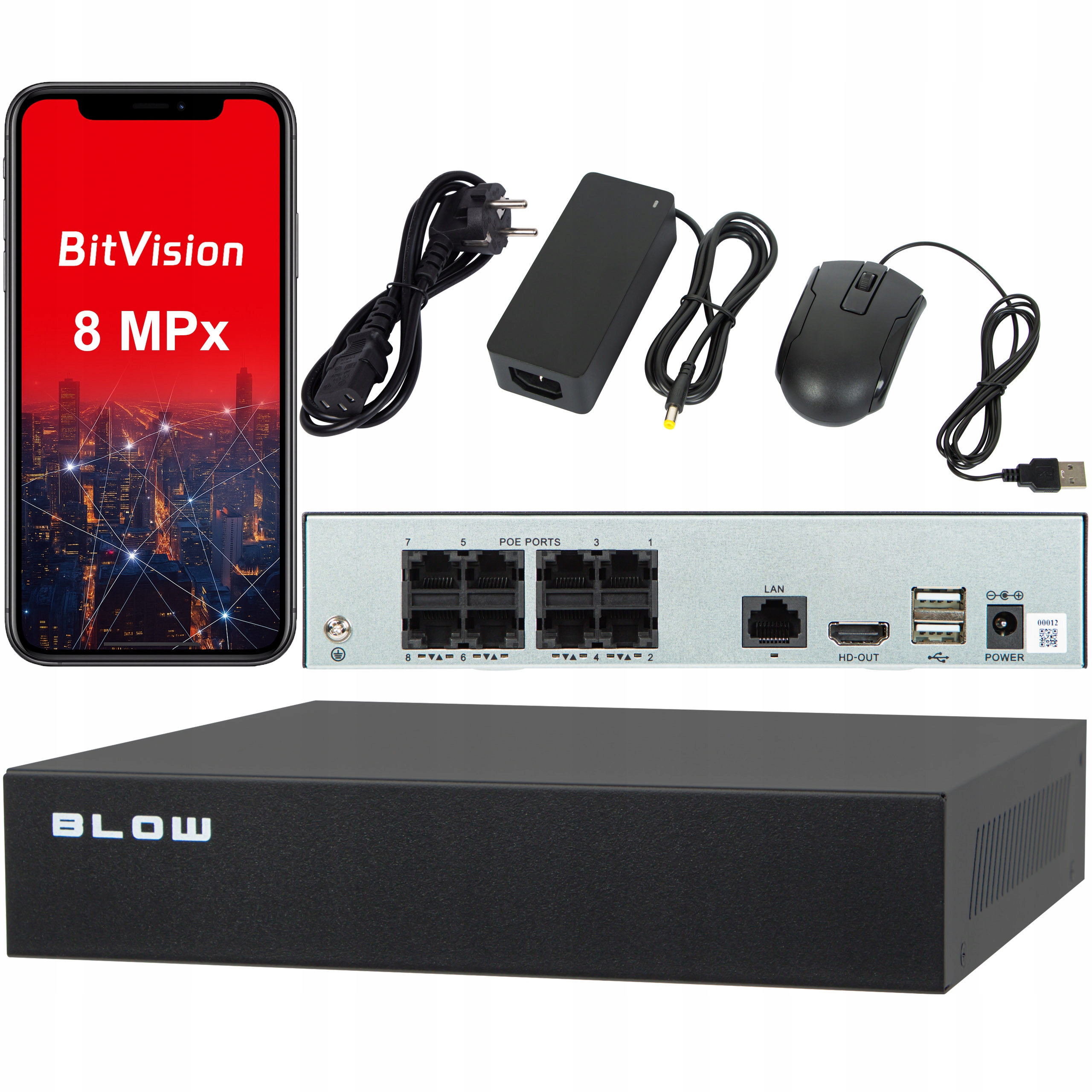 Rejestrator Do Kamer Monitoringu 8MP Ip 9 Kanałów Monitoring Cctv Onvif