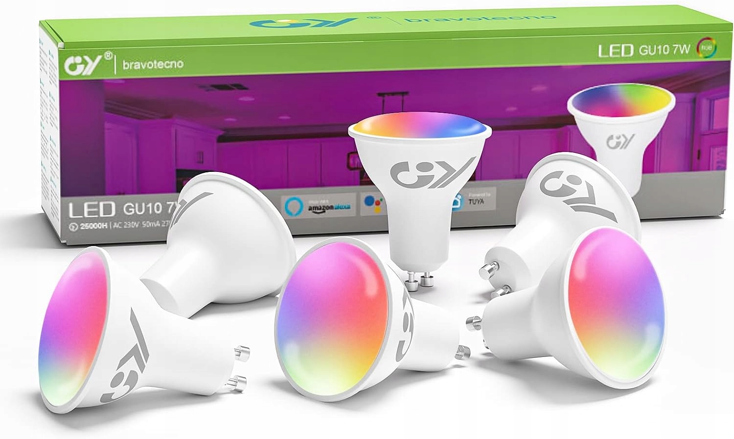 Żarówka LED RGB GU10 7W Smart 500lm Wifi Tuya Alexa GY 1 sztuka