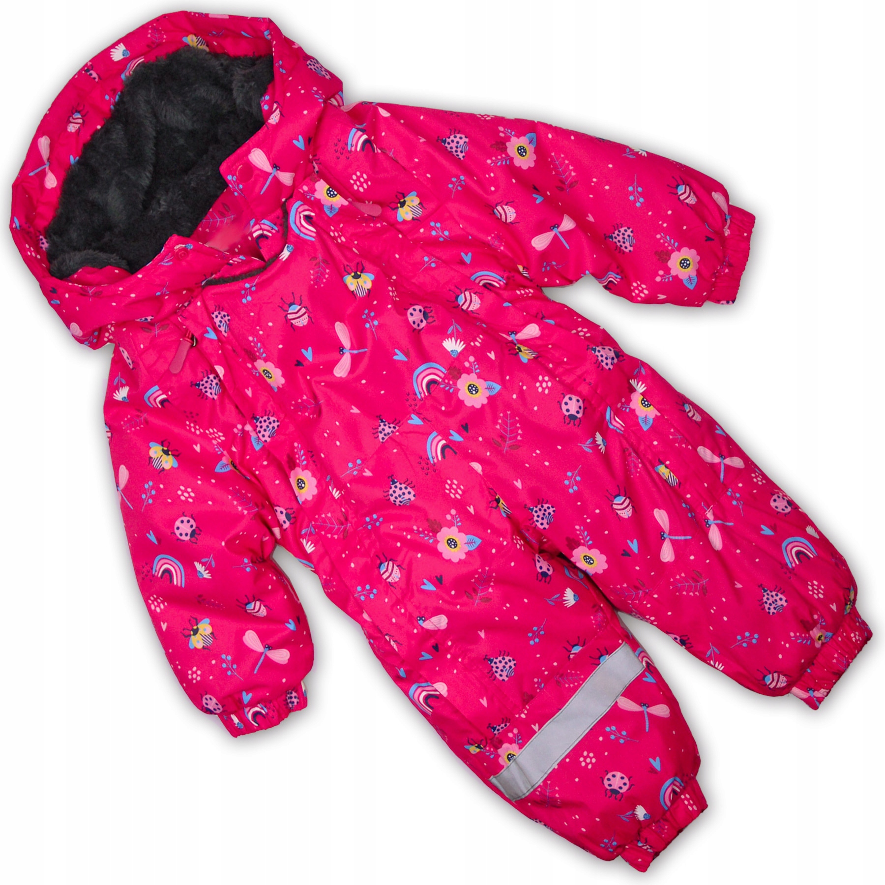 KOMBINEZON DZIECIĘCY ZIMOWY NARCIARSKI DZIEWCZĘCY ŚPIWOREK FUTRO ODBLASK 86 Rozmiar 86