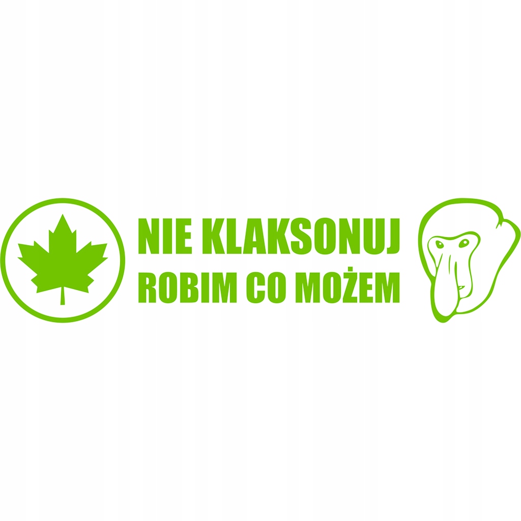 Naklejka zielony Listek Liść młody kierowca Janusz Nosacz 25 x 6 cm