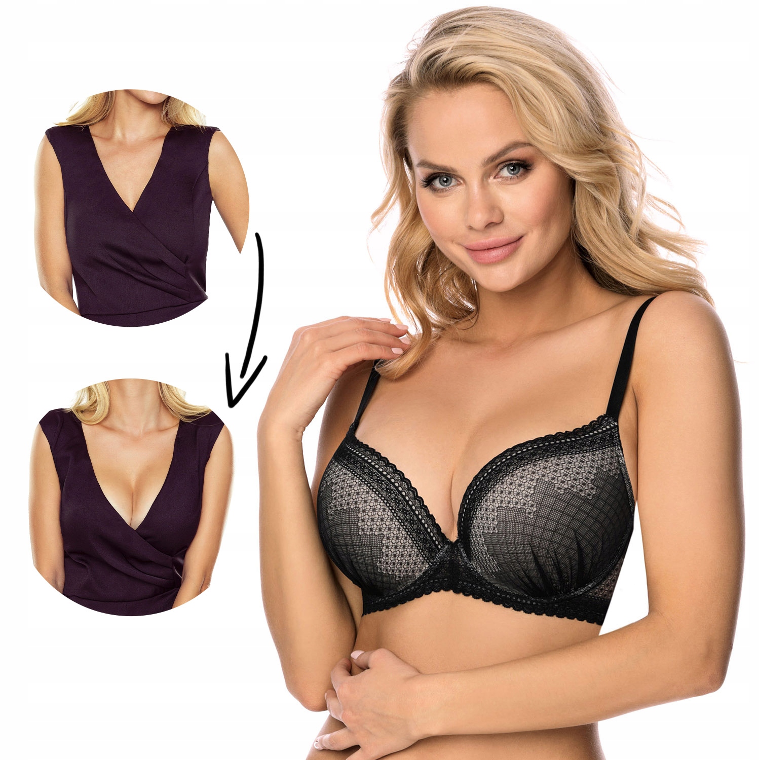 Biustonosz Vivisence 1041 Push Up Gładki 75E