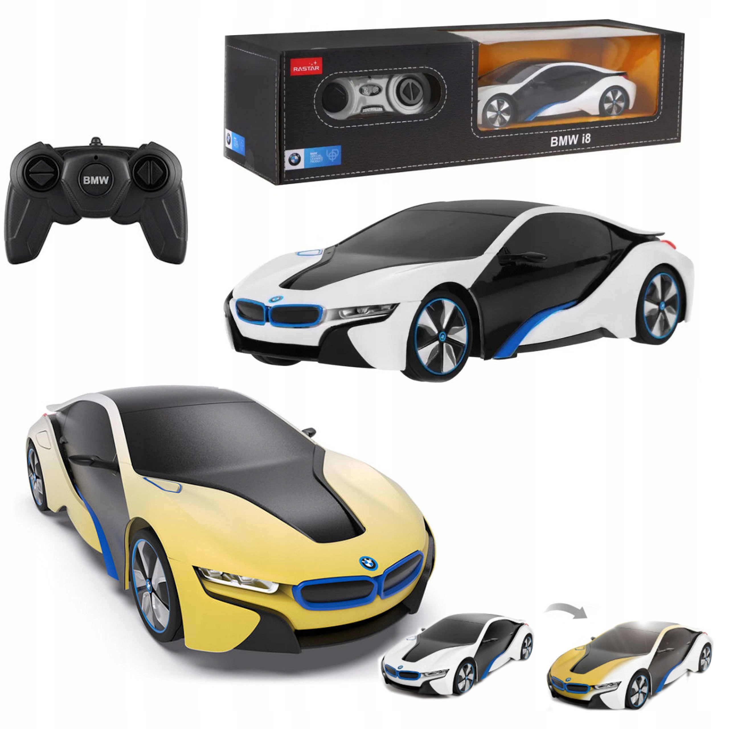 Lebula dálkově ovládané auto Rc s Led osvětlením Bmw i8-UV měnící barvu 1:2