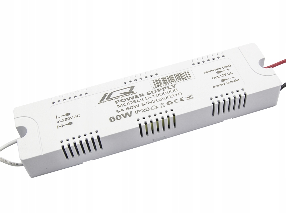 

Zasilacz 12V 60W 5A Meblowy Taśmy Żarówki Led