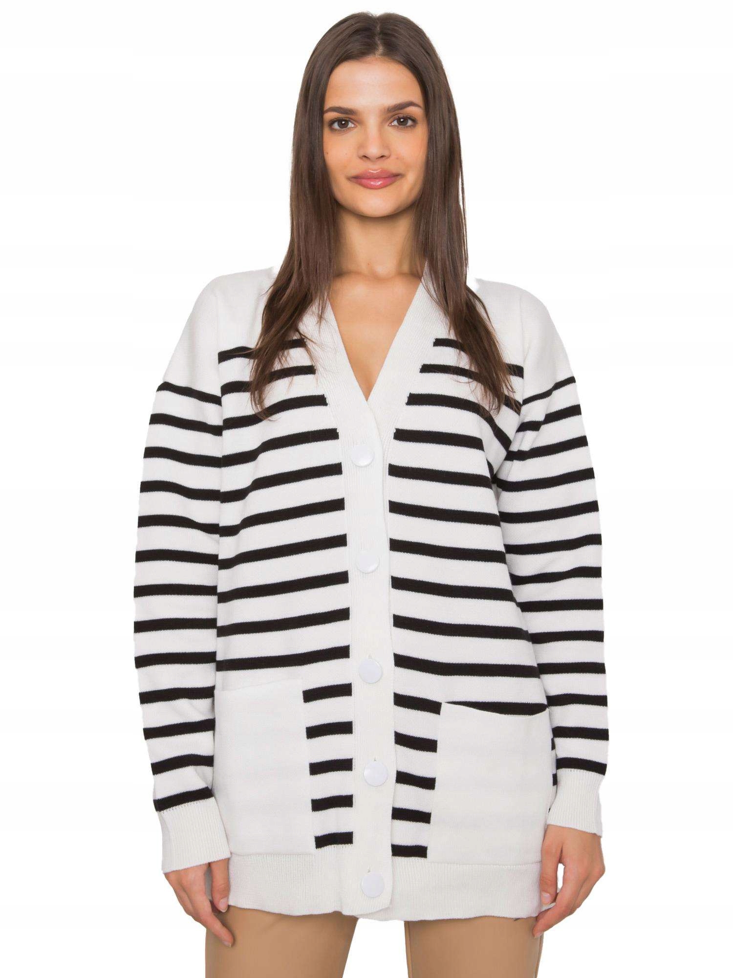 

Sweter Damski rozpinany w paski oversize