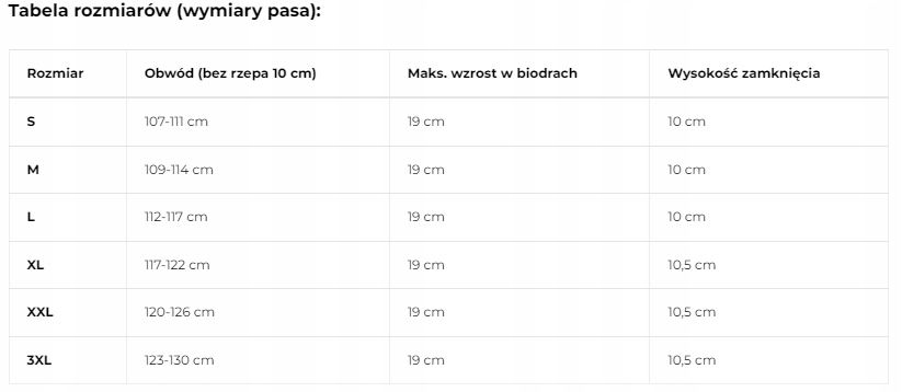 PAS LĘDŹWIOWY NERKOWY W-TEC TOURBELT ROZMIAR L Model Tourbelt