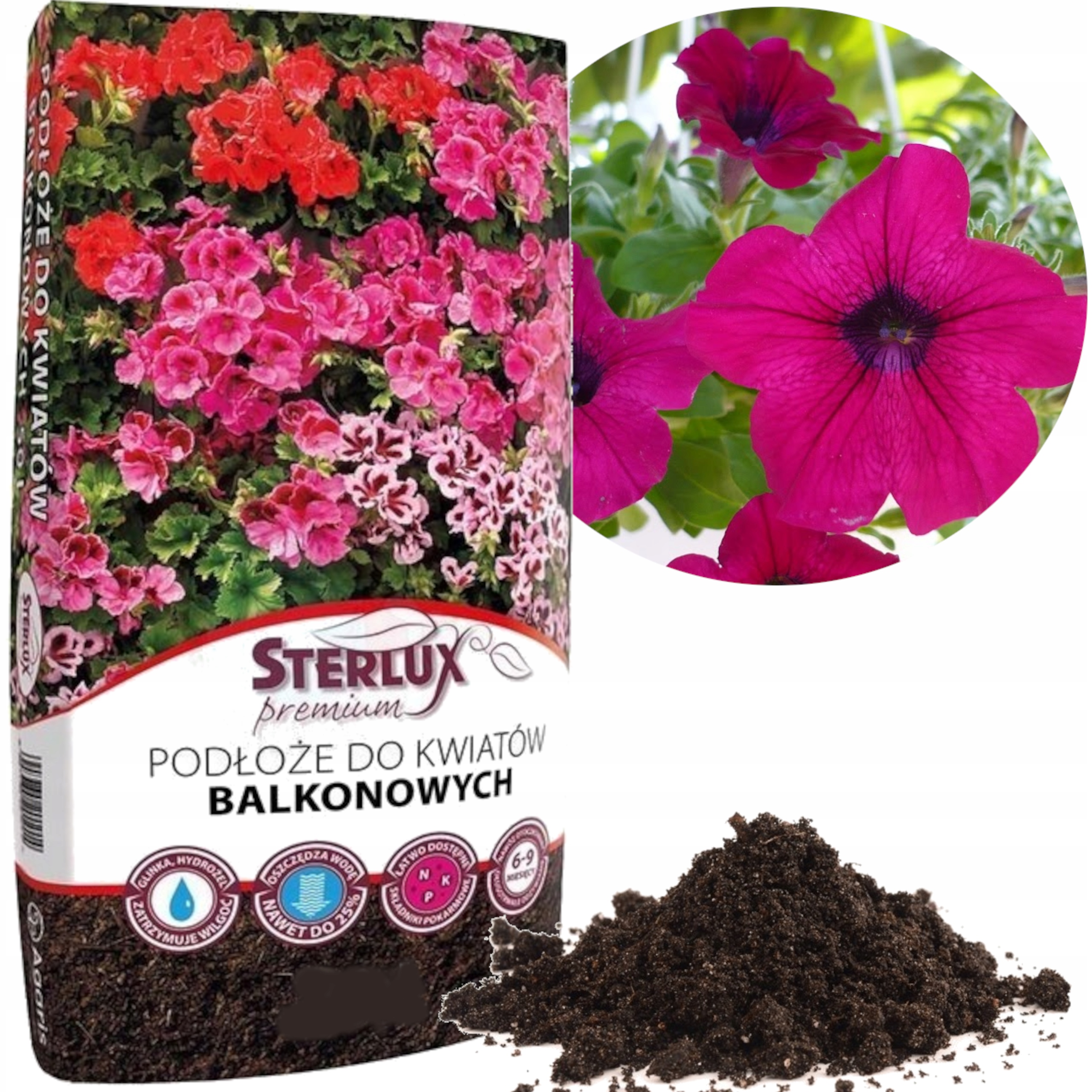 

Podłoże do kwiatów balkonowych Sterlux Premium 50L