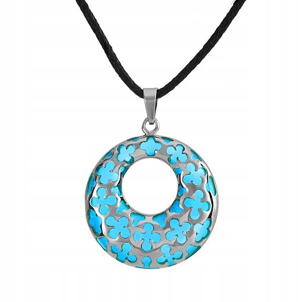 WISIOREK DAMSKI sznurek NIEBIESKA ŻYWICA GRAWER