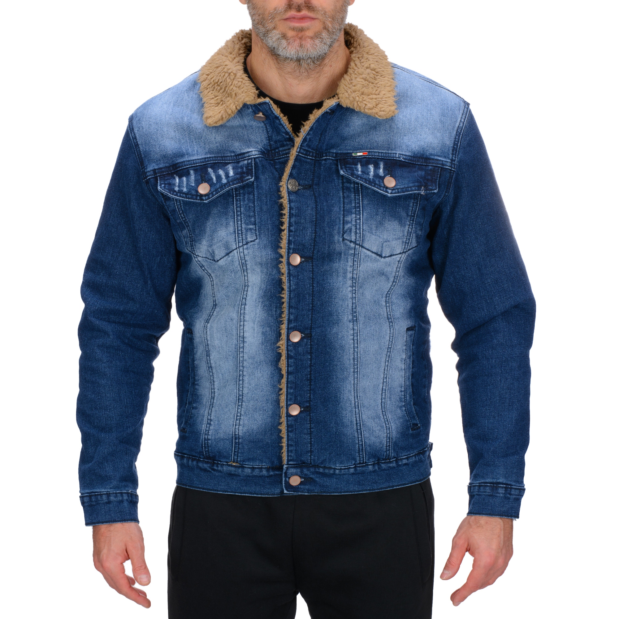 MJ520 vel M Pánská Zateplená Džínová Bunda