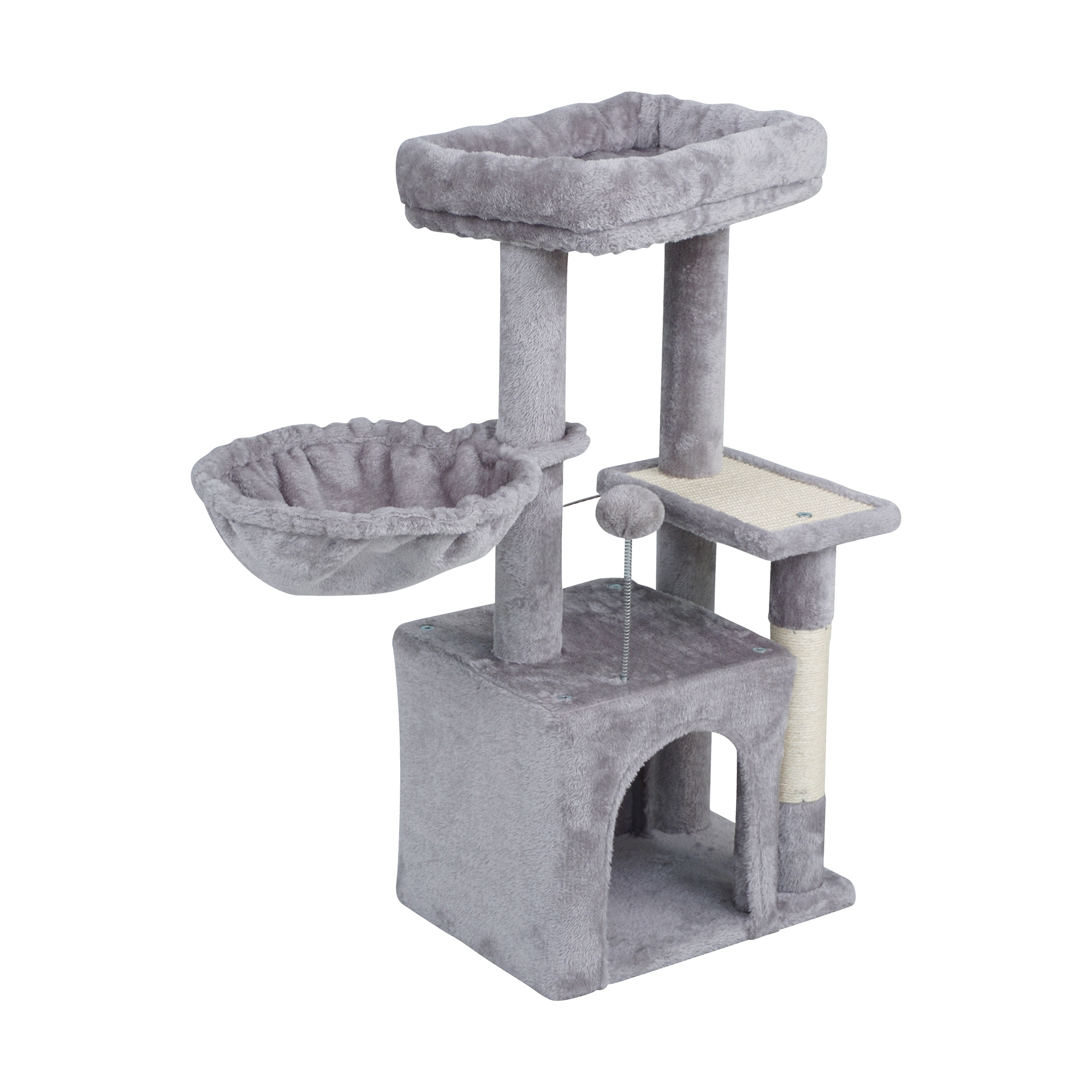 Drapak dla kota 2x legowisko zabawka domek wieża budka wysoka szary Rebel