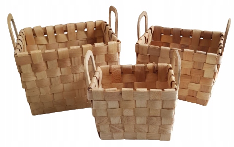 Sada košov s držadlami, hnedá, 3ks