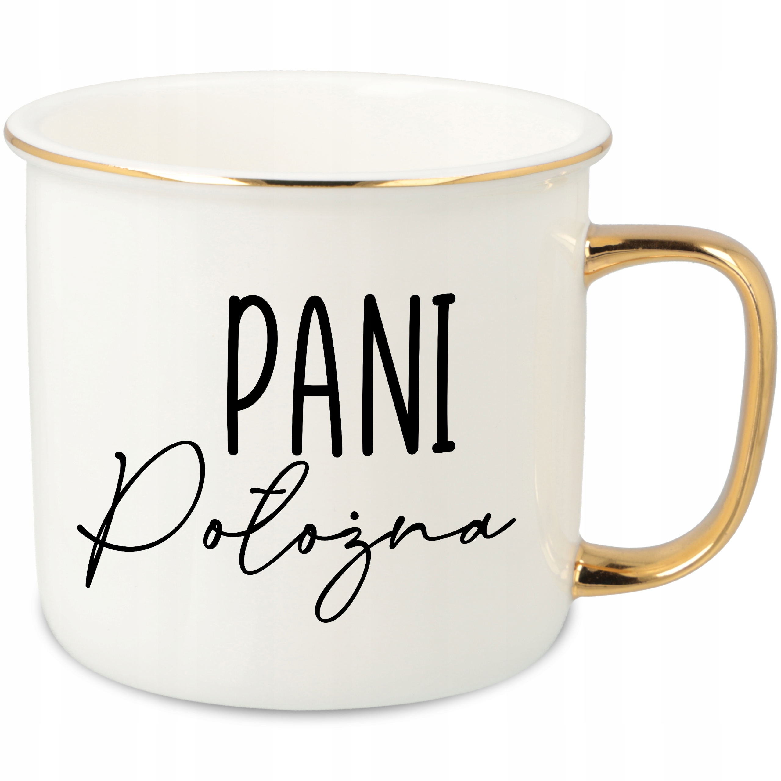 Hrnek Ucho Forma Zlatý Porcelánový Retro 280ML Dárek Pro Porodní Asistentku MIX Vzorů