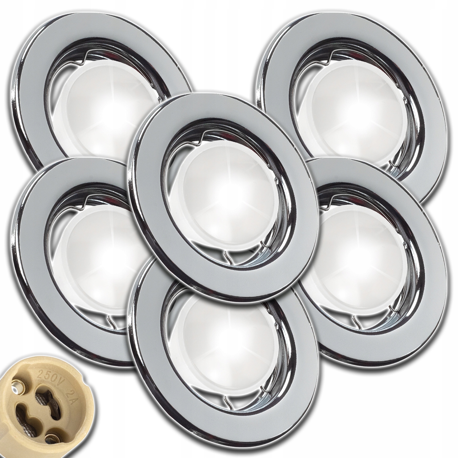 6x Stropní Svítidlo Na Žárovku GU10 Zásuvka Konektor Žárovky Kulatý