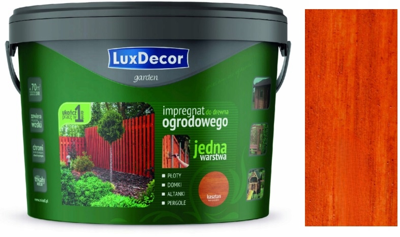 Luxdecor Garden Impregnat Do Drewna Jedna Warstwa Kasztan 9L
