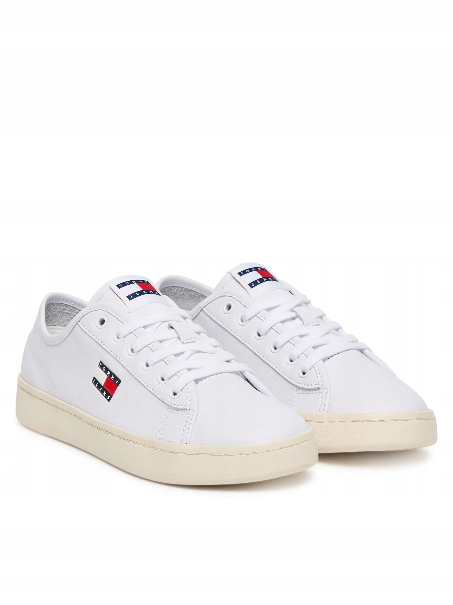 Tommy Jeans Bílé Kožené Tenisky S Logem A Krémovou Podrážkou 40 6 G