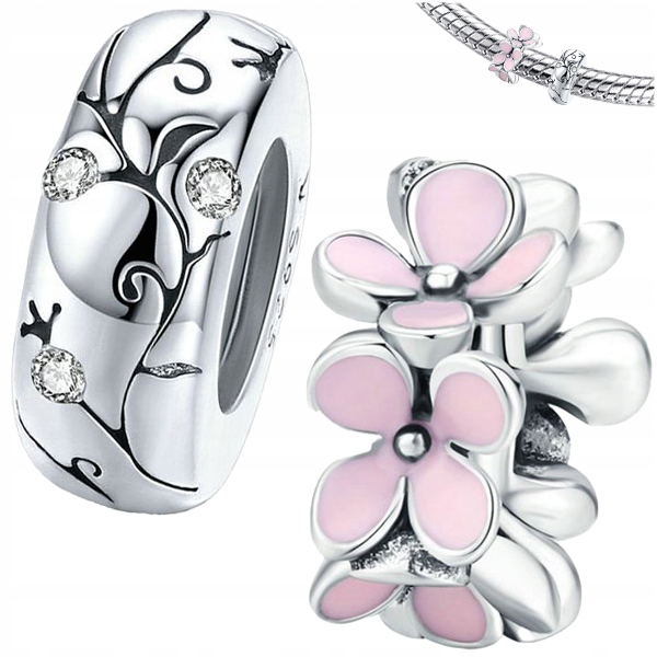 

Zestaw Charms 2szt Stoper Kwiatki srebro 925