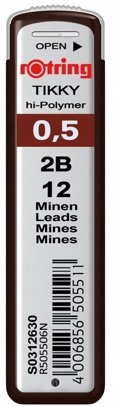 

Grafity do Ołówków Rotring Tikky 0,5mm 2B S0312630