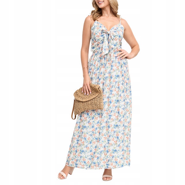 

V099 White Wzorzysta Sukienka Damska XL/XXL - 43