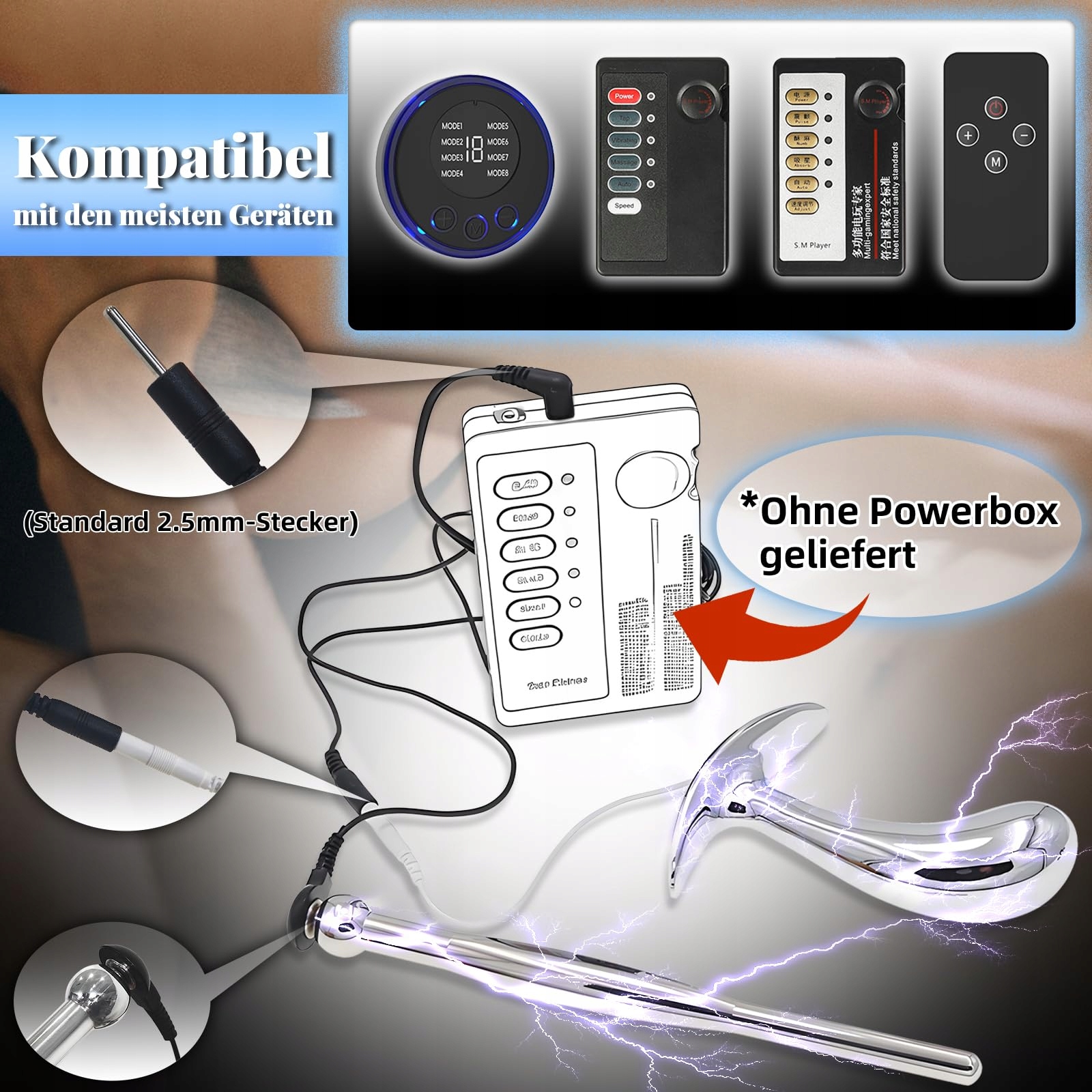 AMAZBEE Masażer Prostaty z Wtyczką Uretralną Elektroda Metalowa Stymulacja — miniatura 5