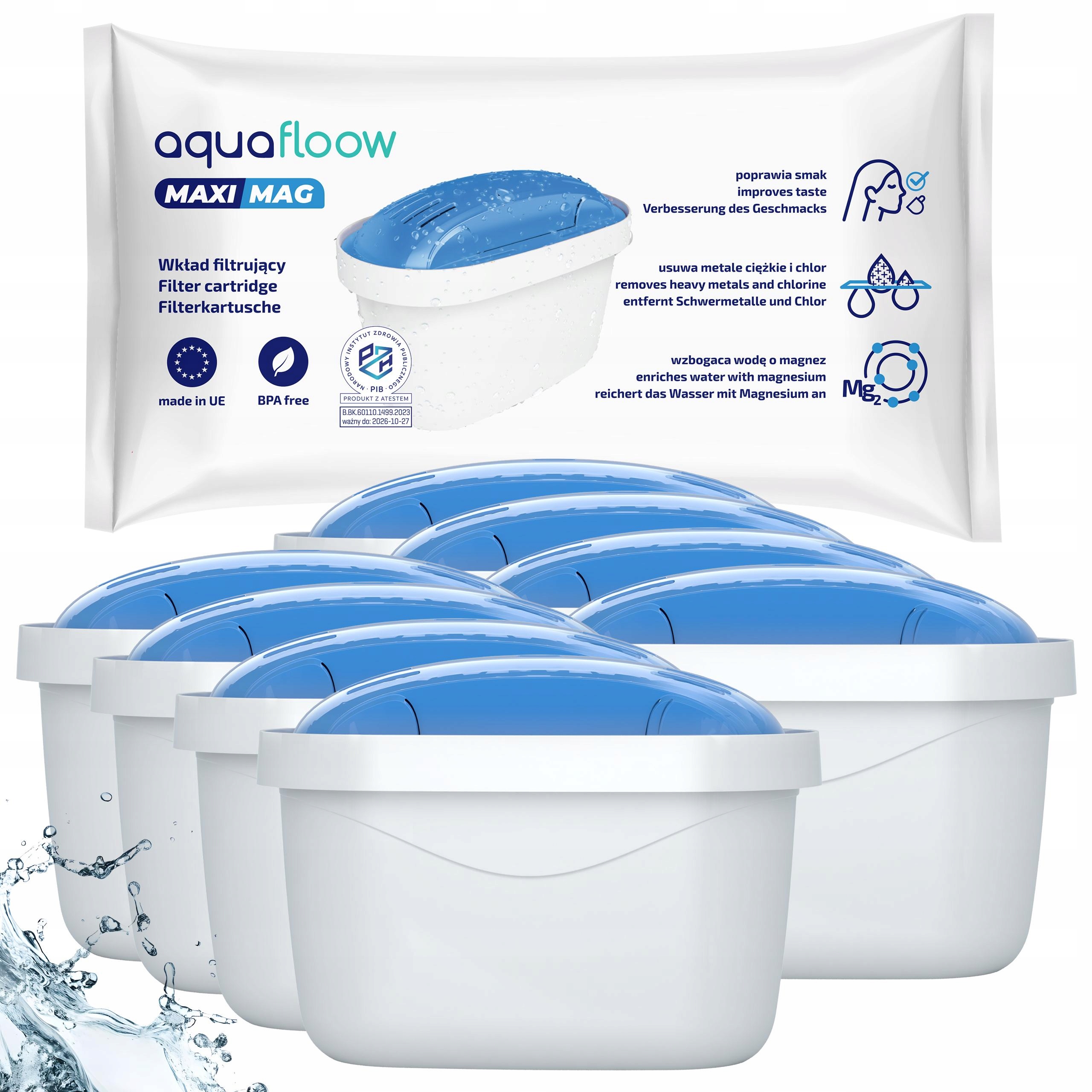 Filtr wody AquaFloow z magnezem do dzbanka Aquaphor Brita 8 sztuk