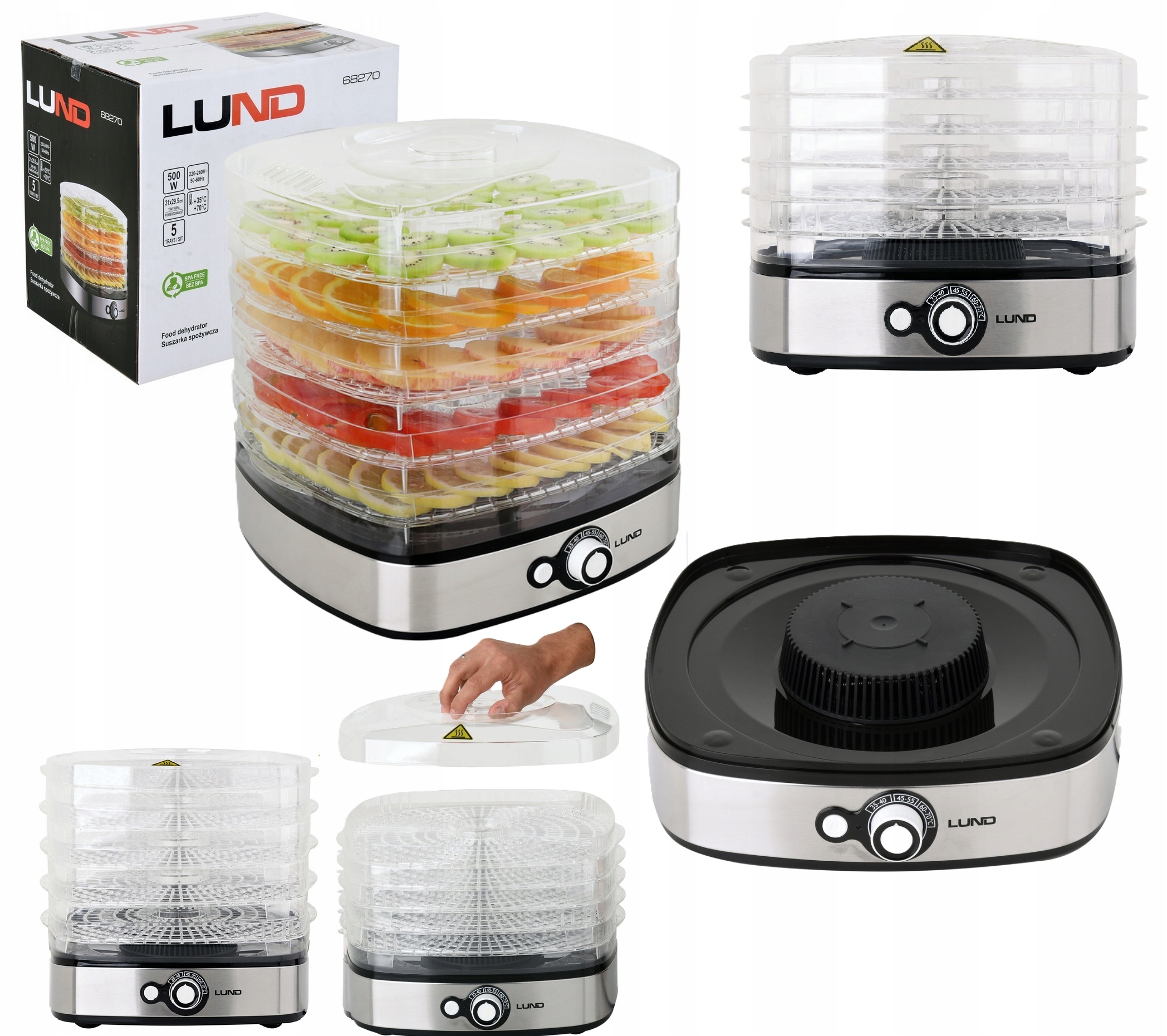 Sušička Potravin Pro Houby A Ovoce Zeleniny Bylin Regulace 5 Sítek 500W 68270