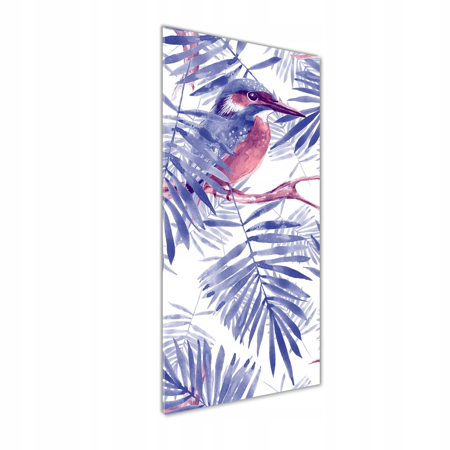 Fotoobraz na skle Listy palmy a ptáka 50x125 cm