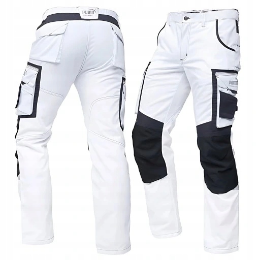 Spodnie robocze malarskie białe elastyczne Puma Workwear Precision 48