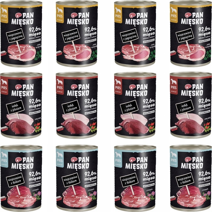 Pan Mięsko Mokra Karma dla Psa Mix Bez Ryby 12x 400g