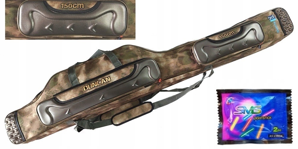 Pokrowiec na wędki 150 cm usztywniany 3 komory kieszenie Duncan design Usa+