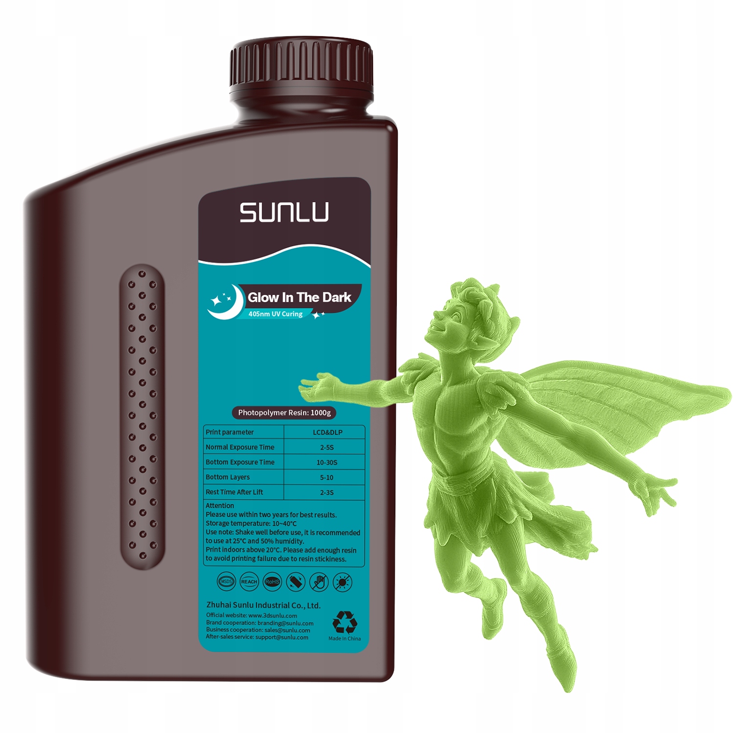 Żywica Uv Sunlu Glow In The Dark Green 1kg 1L Do Drukarki 3D