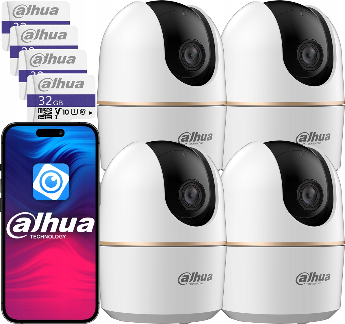 4x WiFi kamera vnútorná pestúnka 5MPx Dahua Hero otočná audio karta 32GB