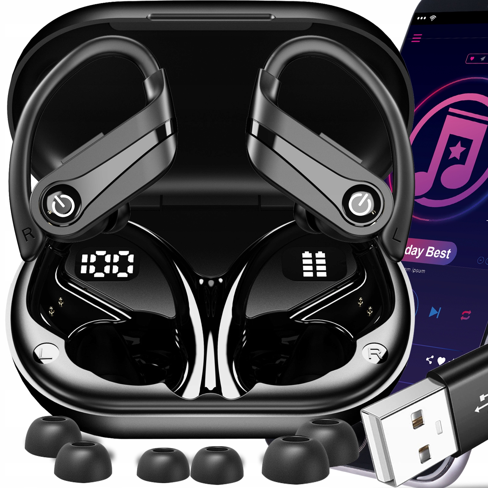 SŁUCHAWKI BEZPRZEWODOWE BLUETOOTH 5.3 PRO SPORTOWE DOUSZNE TWS + POWERBANK EAN (GTIN) 5905954320141