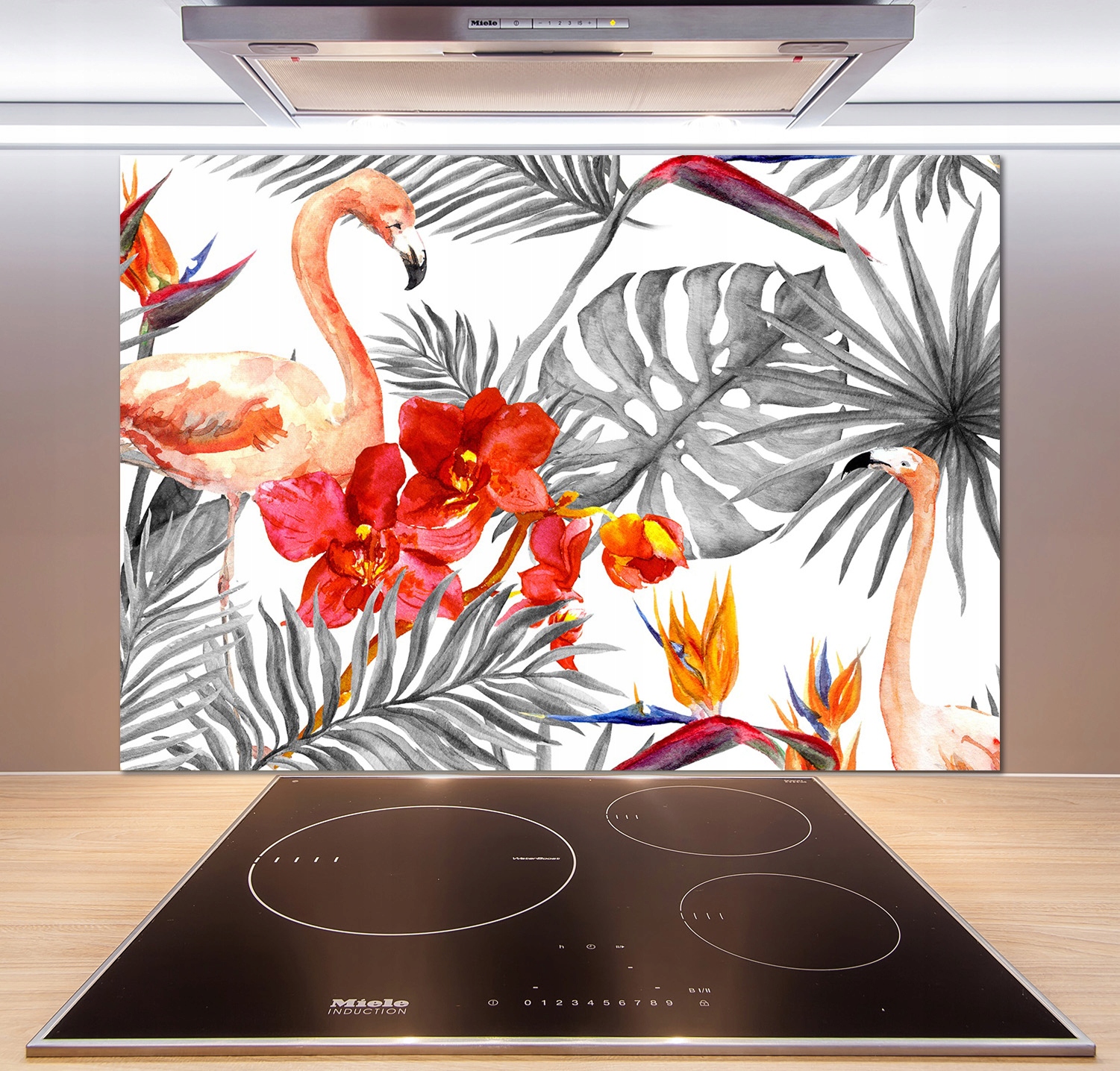 

Panel do kuchni Flamingi i kwiaty 100x70 cm + Klej