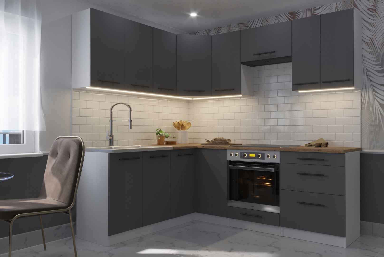 Meble kuchenne narożne z BLATEM Zestaw mebli