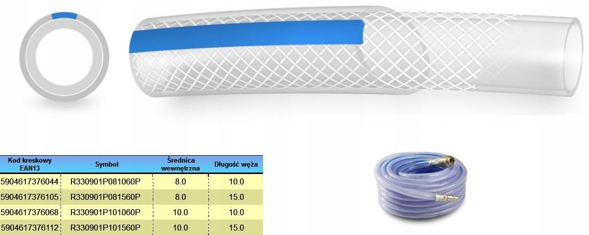 WĄŻ SPRĘŻONEGO POWIETRZA KOMPLET 10mm* 10m