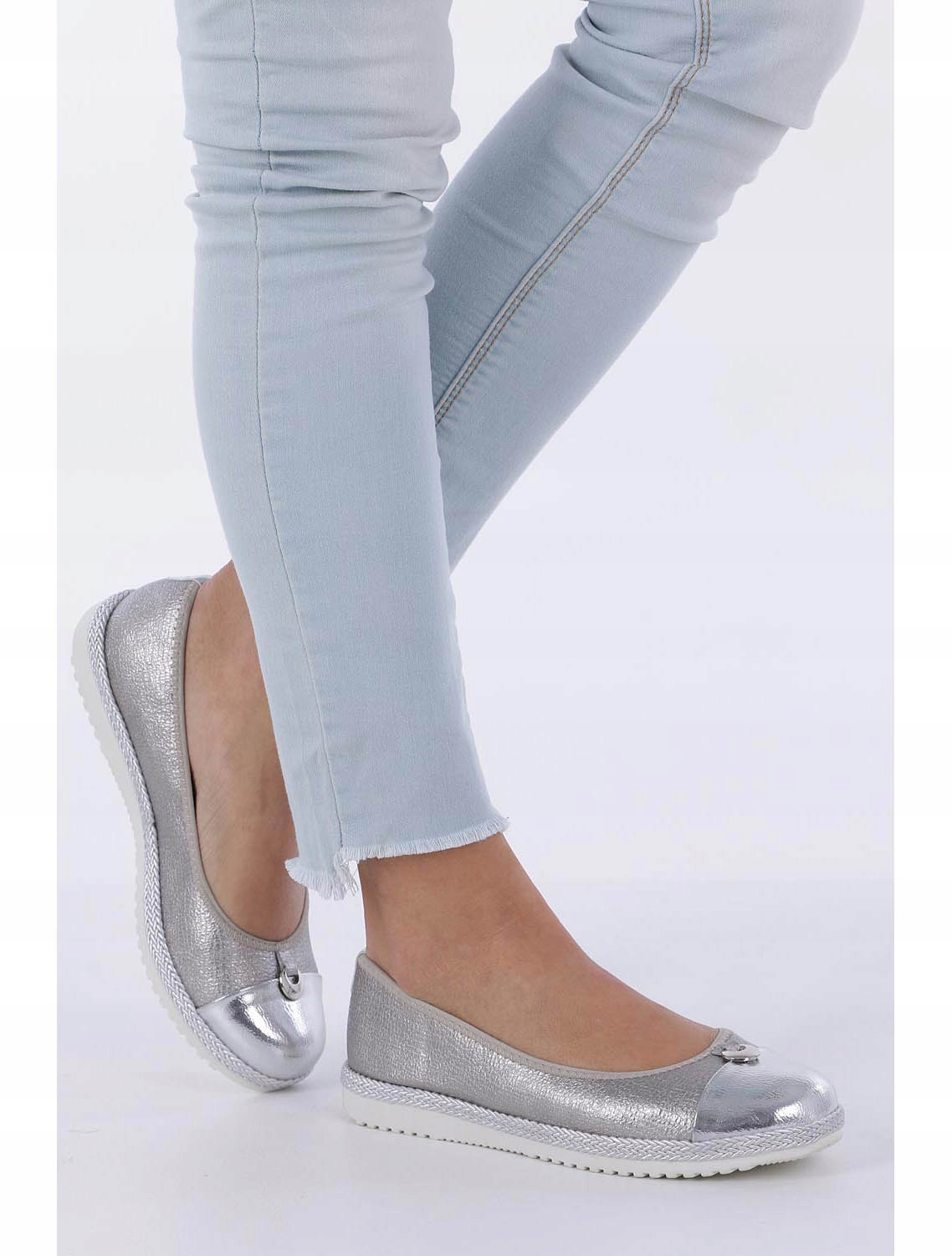 BALERINY ESPADRYLE WKŁADKA SKÓRA METALICZNE NEW 37 Oryginalne opakowanie producenta pudełko