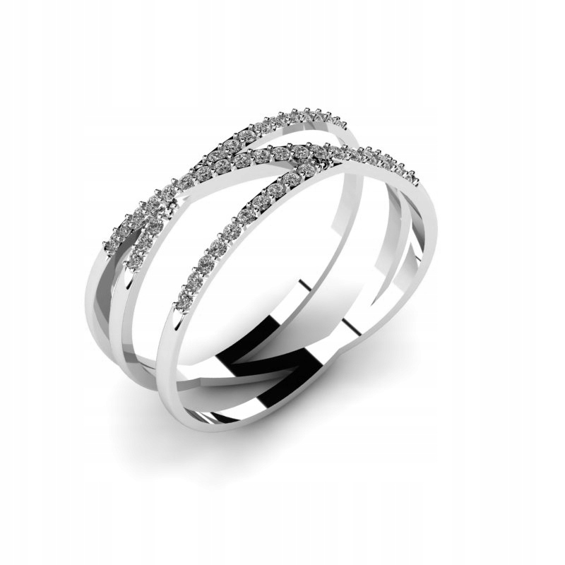 

Pierścionek Z Białego Złota Zawijany Z Cyrkoniami