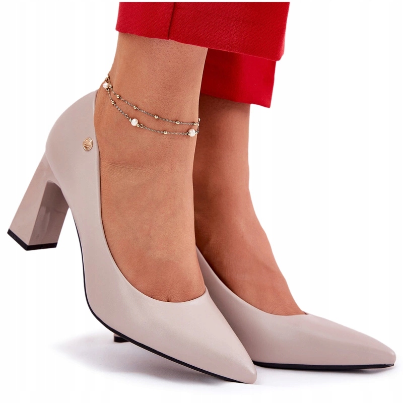 Elegantní Lodičky Podpatek Špičaté Špičky Vinceza 62221 Šedé 38