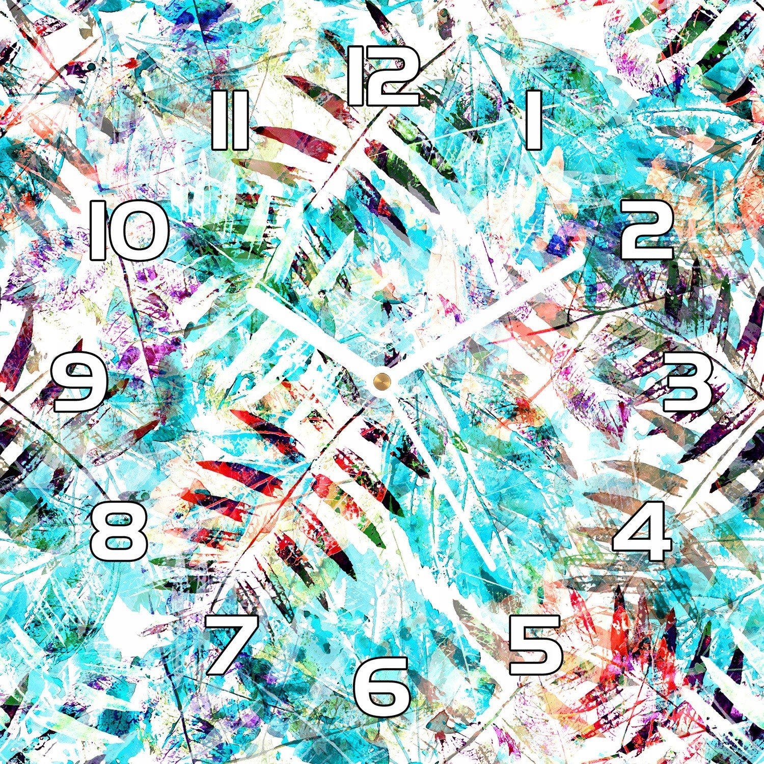 

Nowoczesny zegar szklany Odciski liści 30x30 cm