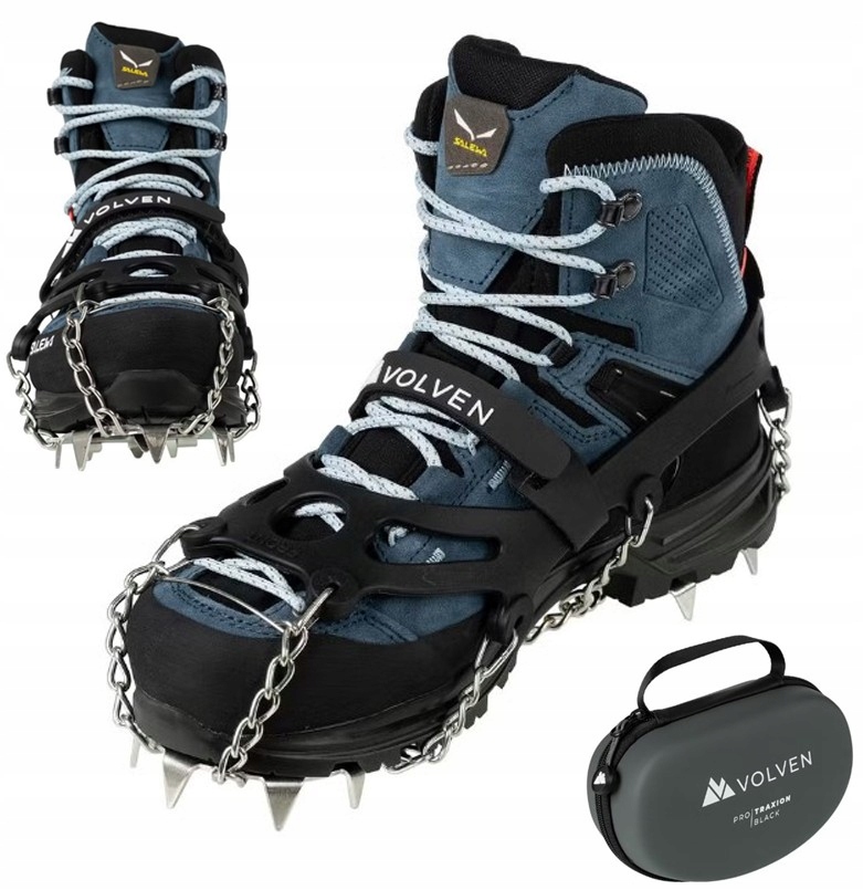 Volven Raczki Turystyczne Pro Traxion Kolce Łańcuchy Nakładki Black M 39-41