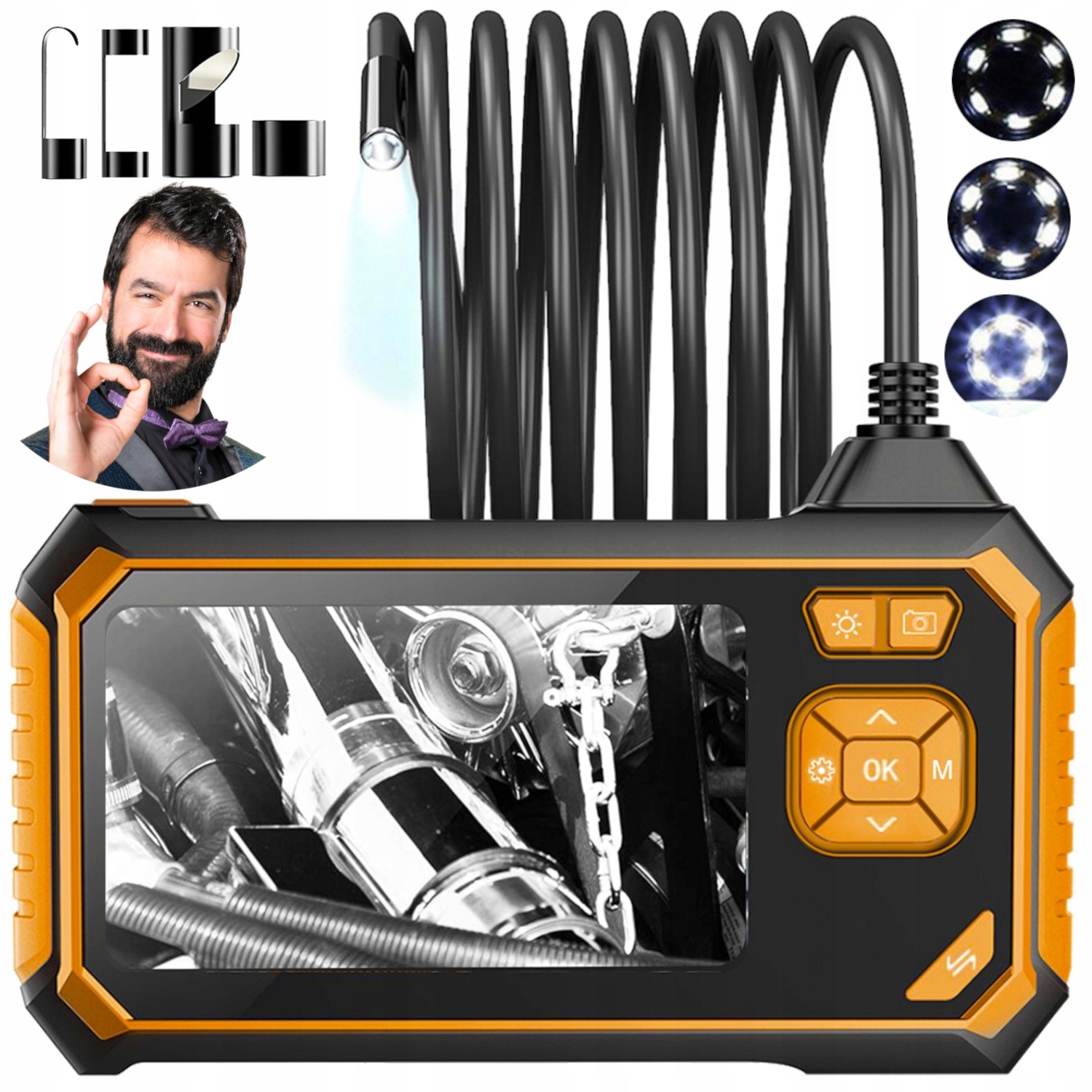 Endoskop Inšpekčná Kamera LCD 4,3'' mikro-USB 5M 8x Led menu Pl