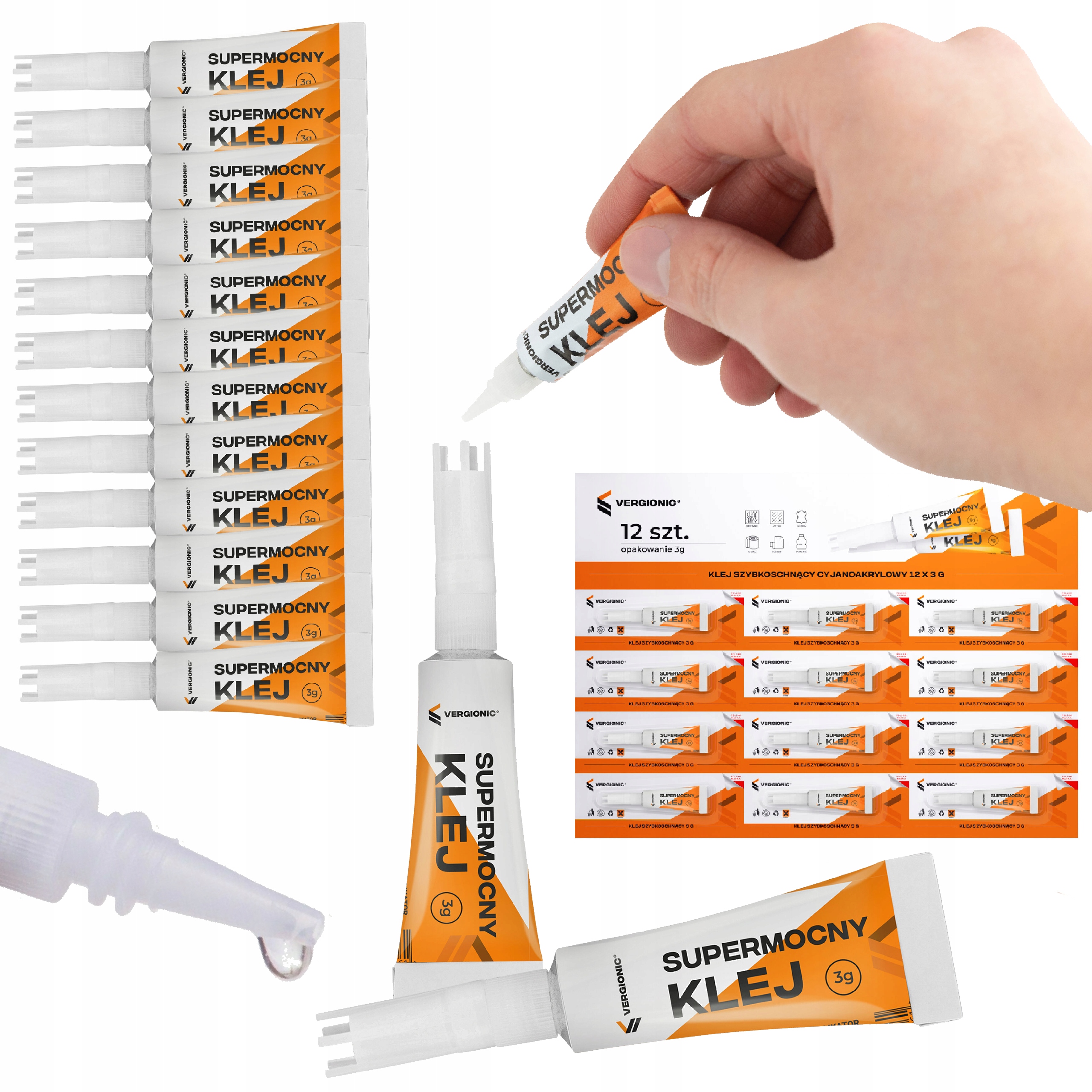 

Klej Szybkoschnący Cyjanoakrylowy Mocny 12 X 3G