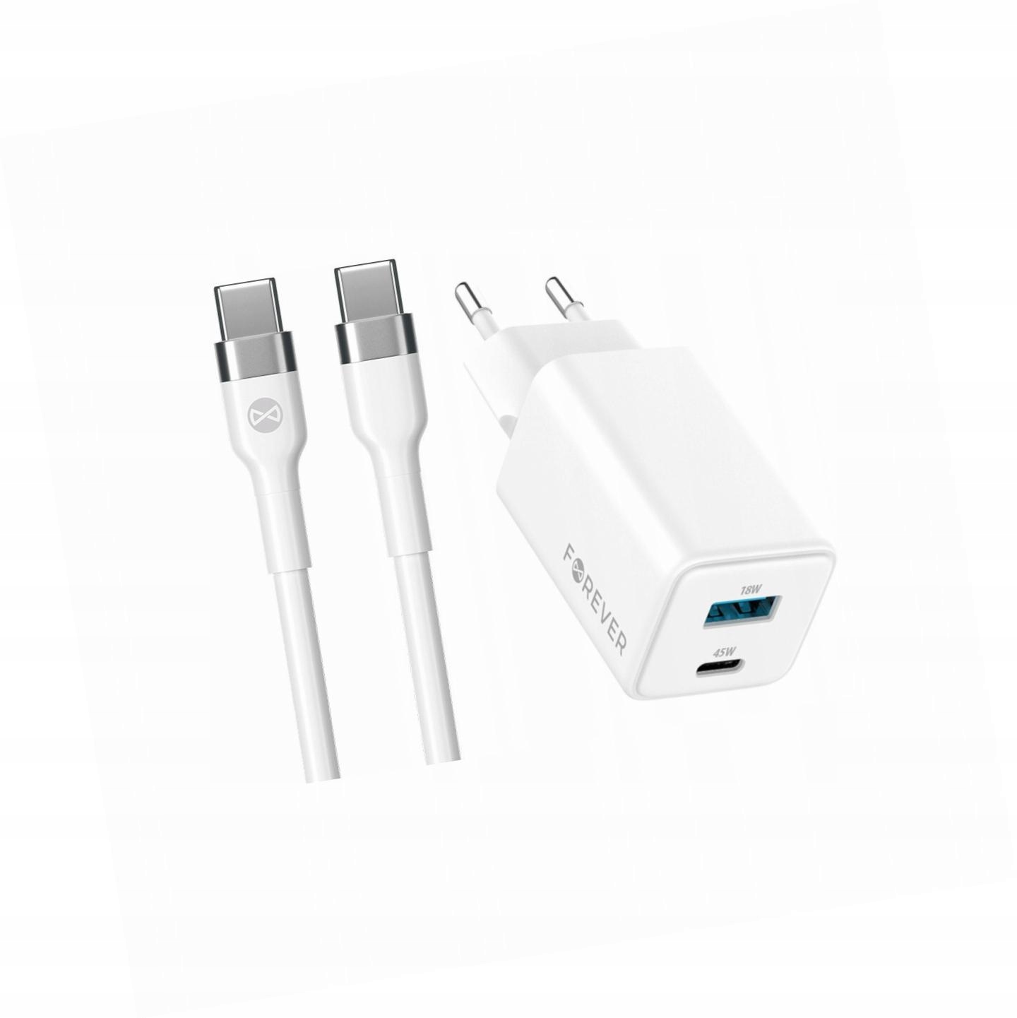 Szybka ładowarka GaN 45W 2 wejścia z długim kablem 2m do Xiaomi 12