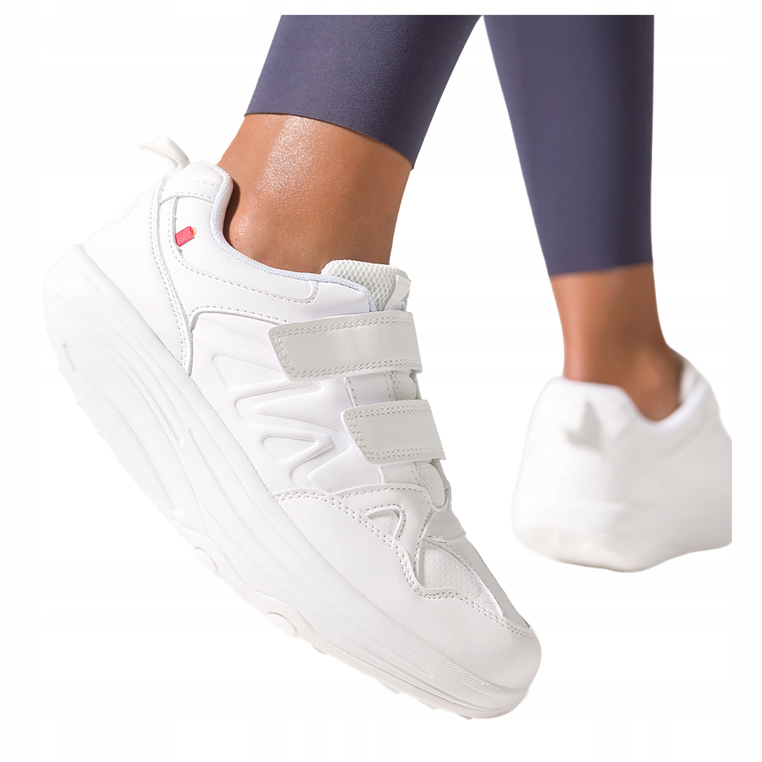 Bílé dámské tenisky na platformě, pohodlné na suchý zip, módní, sportovní, velikost 39