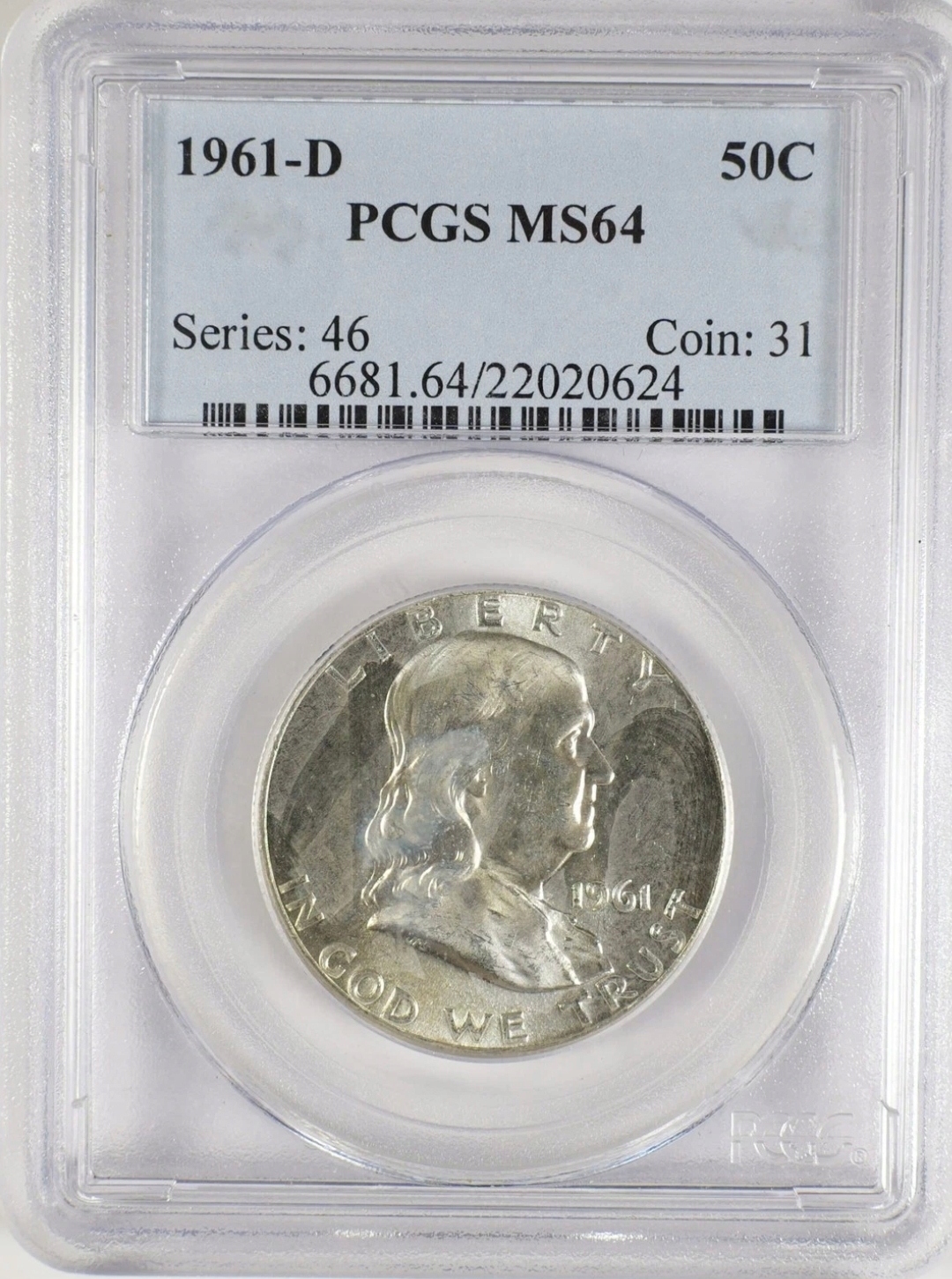 USA - Half Dollar Franklin - 1961 D - Grading PCGS MS64