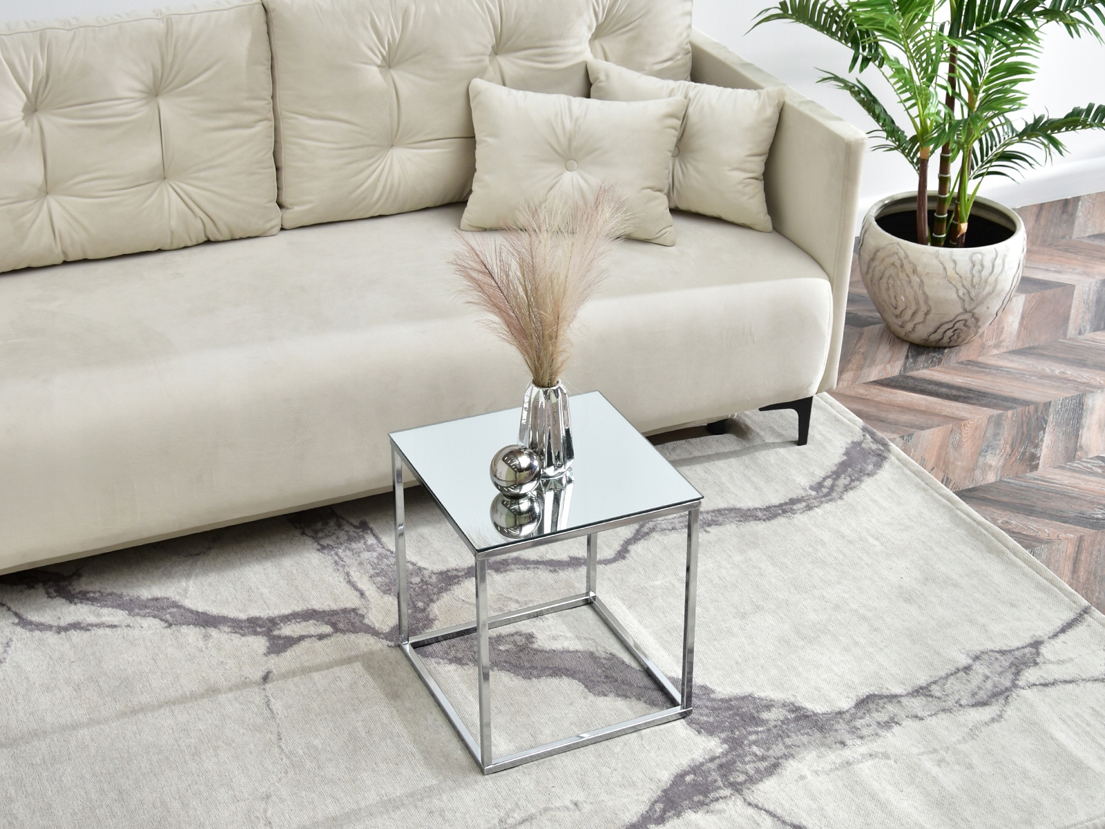 LUSTRZANY STOLIK POMOCNIK DO SALONU BALI S CHROM Marka Mebel-Partner